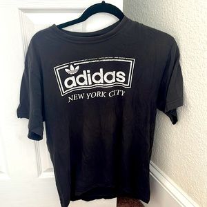 Black, Adidas shirt, medium, original logo with New York City title